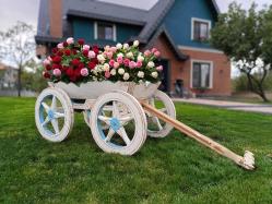 dekoratif bahçe çiçeklik at arabası