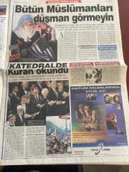 SABAH GAZETESİ DOĞUM GÜNÜ HEDİYESİ - 15 EYLÜL 2001 -TAM TAKIM 38 SAYFADIR -Albayrak-Yavuz Donat-Mehmet Tezkan-Ecevit-Bilgiç-Daum-Hasmet Babaoğlu-Ali Gültiken-Mehmet Özdilek-Aykut Kocaman-Sunu Sarıoğlu-Fatih Doğan-Gökmen Yüce-Sinan Engin-Fatih Akyel-Lucescu-Lazetiç-Güngör Mengi-Rudolph Giuliani-4 ülke hedefte-Türkiye’den tam destek-DGM’nin yetki alanı değişecek-Albayrak’ın üç kardeşi aranıyor-Ankara’ya büyük övgü-Büyük sever-Sifo kursa başlıyor-Aykut havalanmadı-İstanbul-Yönetim istifa-Ne Beşiktaş-Bak Lucescu-Luci’nin rehavet korkusu-Fener’de Lazetiç krizi-Cehennem anı-Vietnam gibi-Kirli müttefikler-Giuliani’nin reytingi yükseldi-Çetin Altan-Tevfik Yener-Sibel Nesimen-Ecevit-Saddam Hüseyin-Nazım Ercüm-Salih Aydın-Muhammed Ali-Yılmaz-Öymen-Kıyamete rağmen sahne ışıkları yandı-215 Türk aranıyor-Bütün Müslümanları düşman görmeyin-Katedralde Kuran okundu-Tehditler yüzünden İslam okulu kapatıldı-Ankara dört senaryoya hazır-Mücadelede ABD’nin yanında yer alacağız-İncirlik’te hareketli gün-Tür