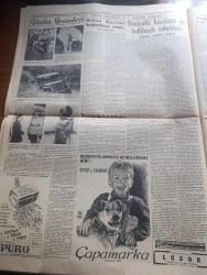 Cumhuriyet Gazetesi - 13 Mayıs 1953 - Mesut devrin eşiğinde Cumhuriyet Başmakale - Amerika'da askeri şefler değiştirildi - Dumlupınar davasına bugün devam ediliyor - sanık Kaptan Oscar Lorentzon muhakemenin ilk günlerinde avukatı ile müşavere ederken fotoğraf - Sarıyar hidroelektrik santrali tüneli açıldı - törende bulunan Celal Bayar Başbakan Adnan Menderes bakanlar ve Amerikan Büyükelçisi öğle üstü yemek yerlerken fotoğraf - gümrük ve tekel varidatı yükseliyor - Misbah Uras aleyhine dava açılıyor - Cihat baban dil değiştirdi - Piç Kurusu yazan Azmiye Hami Güven Yazı Dizisi - Yarın Ramazan - kimler Hürriyet ister yazan Hasan Ali Yücel - İstihsal Ve fiyatlar yazan Burhan Felek - Cennet Yolu yazan Steinbeck Yazı Dizisi - Türkiye İsveç güreş karşılaşması - tehlikeli hırsızlar filmi Lale sinemasında - Cannes sinema festivalinden sonra yazan Aydemir Balkan - Kırkpınar güreşlerinde organizasyon bozuktu yazan Feyyaz Tokar - Orhan Burianı kaybettikten sonra yazan Suat Taşer - günün fotoğrafı