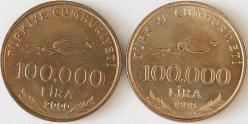 Türkiye Cumhuriyeti  1999 - 2000 Yıları  100.000  Lira 75. Yıl    (8611)