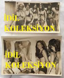 TÜRK SANAT MÜZİĞİ SANATÇISI SEVİM TUNA'NIN ORİJİNAL 2'Lİ FOTOĞRAF SETİ - 18 x 12 cm ve 16 x 9 cm EBADINDA - SEVİM TUNA BACAK GÜZELLİĞİ YARIŞMASINA KATILAN GENÇ KIZLARA DERS VERİRKEN ÇEKİLMİŞ 2 FARKLI KARE, 9 HAZİRAN 1973