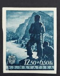 LOT.19 » 1944 Hırvatistan [Nazi Almanyası'nın Kukla Devleti ]Hava posta pulu MH Cv$12