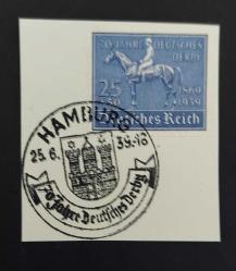 Almanya Reich 1939 Hamburg At Yarışları Derbisi - ilkgün özel damgalı fragman
