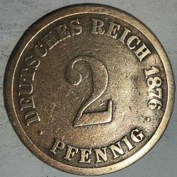 ALMANYA  1876 D   2 PFENNIG