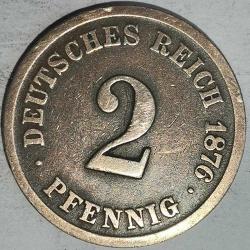 ALMANYA  1876 F   2 PFENNIG