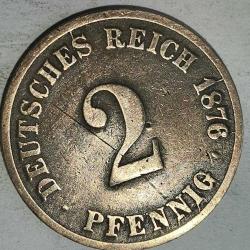 ALMANYA  1876 G   2 PFENNIG