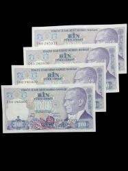 7.Emisyon 4 Adet Sıralı 1000 Türk Lirası Kağıt Koleksiyon Para . Numismatik, Antikalar, Hobi Hediye