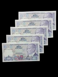 7.Emisyon 5 Adet Sıralı 1000 Türk Lirası Kağıt Koleksiyon Para . Numismatik, Antikalar, Hobi Hediye