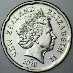 YENİ ZELANDA 20 CENT 2020 KRALİÇE II. ELİZABETH 21,75 mm ÇİLALTI