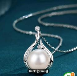 İnci 925 Gümüş ikili takı Set. (kolye+Küpe+özel kutu)