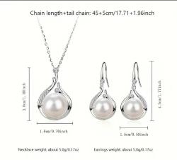 İnci 925 Gümüş ikili takı Set. (kolye+Küpe+özel kutu)