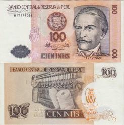 PERU 100 İNTİS 1987 TEKSTİL TEMALI. HAFİF DALGALI ÇİL(-)