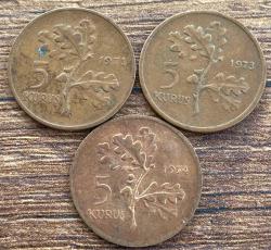 Türkiye 1971/73/74 Yılları 5 Kuruş Takım