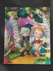 Üç boyutlu çocuk animasyon eski kartpostal ufak kare boy