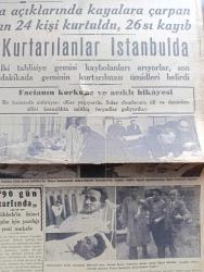 Cumhuriyet Gazetesi - 20 İkincikanun (Ocak) 1944 - küçük Avrupa milletlerine biraz ümit yazan Nadir Nadi Başmakale - Trak vapuru faciası - Bandırma açıklarında kayalara çarpan geminin mürettebatından 24 kişi kurtuldu 26 sı kayıp fotoğraf - vapur kazasından kurtarılanlar İstanbul'da fotoğraflar - yaralılardan facia esnasında dümende olan Ahmet Deniz fotoğraf - şark cephesinde Sovyetler şimal'de üç şehri geri aldılar - İstanbul'un tahliyesi için verilmiş karar yoktur - 90 gün zarfında Göbbels'in ikinci cephe için yazdığı yeni makale - Cemal Nadir Karikatür - müttefikler arasında çıkan iki Hadise - Roosevelt Eden ve Hull'ın beyanatı yapılan görüşmeler - şehir dram tiyatrosunda Yaprak Dökümü komedi kısmında mum söndü - er meydanı filmi İpek sinemasında - ilk Aşkın acıları filmi Kadıköy Süreyya sinemasında - Devletler hukuku Türk Enstitüsü Dün açılış töreni yapıldı ve derslere başlandı - bir bombardıman gecesi Berlin -  Aşkın doğuşu yazan Peride Celal Yazı Dizisi - Ressam Salih Erimez sergi