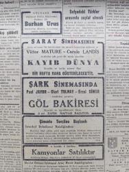 Cumhuriyet Gazetesi - 20 İkincikanun (Ocak) 1944 - küçük Avrupa milletlerine biraz ümit yazan Nadir Nadi Başmakale - Trak vapuru faciası - Bandırma açıklarında kayalara çarpan geminin mürettebatından 24 kişi kurtuldu 26 sı kayıp fotoğraf - vapur kazasından kurtarılanlar İstanbul'da fotoğraflar - yaralılardan facia esnasında dümende olan Ahmet Deniz fotoğraf - şark cephesinde Sovyetler şimal'de üç şehri geri aldılar - İstanbul'un tahliyesi için verilmiş karar yoktur - 90 gün zarfında Göbbels'in ikinci cephe için yazdığı yeni makale - Cemal Nadir Karikatür - müttefikler arasında çıkan iki Hadise - Roosevelt Eden ve Hull'ın beyanatı yapılan görüşmeler - şehir dram tiyatrosunda Yaprak Dökümü komedi kısmında mum söndü - er meydanı filmi İpek sinemasında - ilk Aşkın acıları filmi Kadıköy Süreyya sinemasında - Devletler hukuku Türk Enstitüsü Dün açılış töreni yapıldı ve derslere başlandı - bir bombardıman gecesi Berlin -  Aşkın doğuşu yazan Peride Celal Yazı Dizisi - Ressam Salih Erimez sergi