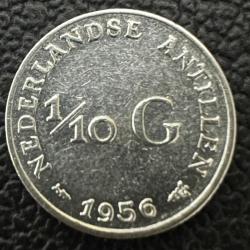 640 Ayar Gümüş,  Hollanda Antilleri 1/10 Gulden, 1956 XF