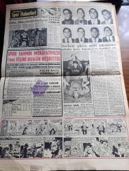 Hürriyet Gazetesi - 14 Kasım 1955 - belediye seçimleri de çok sönük geçti - İstanbul'da en düşük iştirak Kadıköy'de yüzde 7,5 - Malatya'da 15.000 fazla rey alan müstakil namzetlere ait bütün oy pusulaları iptal olundu - Çarşıkapı'da restore edilmekte olan Karamustafapaşa medresesinde seçim sandığının başında kimse yok fotoğraf - seçim dolayısıyla eğlence yerleri kapandığından halk boğaza ve adalara akın etti - Eminönü'ne ait seçim pusulaları ilçe seçim kurulu Başkanı Nefi Demirlioğlu'nun huzuruyla tasnif edilirken fotoğraf - 4000 senelik iskeletler - Arap İsrail sınırında Vaziyet tekrar karıştı - itfaiye sirkeci'de dün çıkan yangını söndürmeye çalışırken - İstanbul'da seçim neticelerinin tablosu - Radyo yürüme dersi verilecek - dünya gazeteleri ne diyorlar - esrar satan bir şebeke daha yakayı ele verdi - köprü iskele üstü Deniz lokantası bugün açıldı - serbest güreş milli takımımız sabaha karşı japonya'yı hareket etti - güreşçilerimiz İbrahim Yurdaeriş Hasan Gemici fotoğraf
