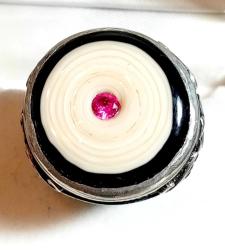 KATALİN ÜZERİNE YAKUT TAŞLI AY YILDIZ DETAYLI GÜMÜŞ YÜZÜK