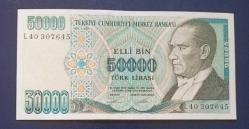 7 EMİSYON L 40 SERİ 50 BİN LİRA ÇİL ALTI