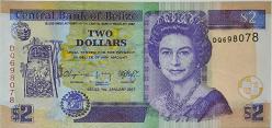 Belize 2 Dolar Yabancı Kağıt Para Kraliçe Elizabeth ÇİL