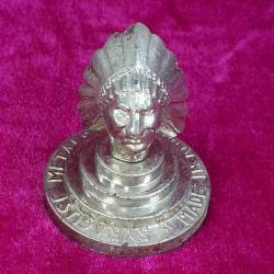 ANTİKA INDIAN HEAD NİKEL KAPLAMA PİRİNÇ OTOMOBİL KAPUT AMBLEM HEYKEL