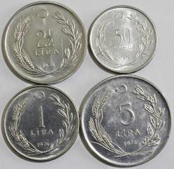 Türkiye Cumhuriyeti 1976 Yılı 50 Kuruş 1/ 2.5 / 5 Lira (9501)