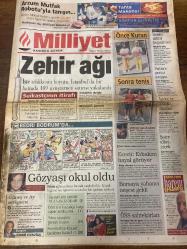 MİLLİYET GAZETESİ DOĞUM GÜNÜ HEDİYESİ - 15 AĞUSTOS 1999 -TAM TAKIM 32 SAYFADIR - Yağmur Duman-Güneri Cıvaoğlu-Ecevit-Erbakan-Erol Yarar-Orhan Koloğlu-Gürcan Bilgiç-Rıdvan Dilmen-Vedat Vatansever-Togay Bayatlı-Lefter-Murat Yakın-Aygün-Boluğ-Gürcan Coşar-Rahim Zafer-Kartal Yiğit-Daum-Fikret Bila-Ercüment İşleyen-Doğan Heper-Melih Aşık-Yalçın Doğan-Talabani-Rızai Okyay-Tolga Şardan-Koh-Carlin-Recep Uzun  Zehir ağı-Suikastçının itirafı-Bedri Bodrum’da-Gözyaşı okul oldu-Güneş ve Ay sevişmesi-Önce Kuran-Sonra tenis-Etek kavgası-Senin dilini koparırım-Putin’e şeriat yargısı-İsveç’te Türk imzası-Şaire alkış çiçek-Ecevit Erbakan hayal görüyor-Borsaya yabancı neşesi geldi-ÖSS sahtekârları-Fener söndü-Karadeniz’de fırtına-Ostenstad’a takip-Tribünde kavga-Karaborsa önlemi-Aygün sürprizi-Rıdvan Dilmen teşhisi koydu-Forvet sıkıntısı çekiyoruz-Seba güven aşıladı-2. Lig’de start günü-Uyuşturucu ağı-Meraklının cezası ölüm-Sokak timleri aman vermiyor-Bir ayda 4 bin 23 kaçağa gözaltı-10 trilyonluk uyuştu