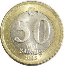 Türkiye Cumhuriyet  2005 Yılı 50 Yeni Türk Lira Kuruş    (9520)