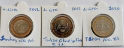 2012 Sayıştay 150. Yılı /21012 Türkçe Olimpiyatların 10. Yılı/  2020 TBMM 100. Yılı Açılışı  3 Adet Hatıra Para ( 9526)
