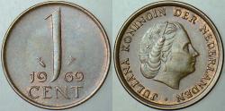 HOLLANDA 1 CENT 1969 KRALİÇE JULİANA DÖNEMİ. ÇİLALTI