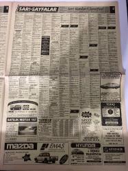 SABAH SARI SAYFALAR DOĞUM GÜNÜ GAZETESİ - 9 TEMMUZ 1992 -Sabah - Palet Limited Şirketi - B.P.T Tekstil - Kokpit Tekstil - Çağkan - Prestij - Aba Giyim - Erpaş A.Ş. - Yavuz Oto - Tanışlar Otomotiv - Mazda - Emas Otomotiv Ltd. Şti. - Hyundai - Karoto - Spot Otomotiv - Tofaş - Necipoğlu - Demircioğlu İnşaat Taahhüt Sanayi ve Ticaret Ltd. Şti. - Elmakent - Emin Emlak Pazarlama A.Ş. - Özlem Emlaktan - Doğa Harikası - Doruk Tekstil - Boyvadoğlu İnşaat ve Ticaret Anonim Şirketi - Simge - Ultech