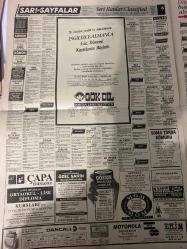 SABAH SARI SAYFALAR DOĞUM GÜNÜ GAZETESİ - 6 EKİM 1992 -Sabah - Bengü Tekstil - Bensu Triko - Erdem Büro Mobilya - Erna Deri - Tarhan Plastik Sanayi - Dilko English - Özbaş Kent Giyim - Ünüal Giyim - İzo-Mus - Askcom - Solon Bilgisayar Yazılım - Şirindus - Silifke Ticaret - Mehmet Keçeyaypan - Motorola - Yaman Otomotiv - Uygar Otomotiv - Samed Otomotiv - Şador Master Otomotiv - İpar Otomotiv - Pimapen - Medya Market - Çok-Dil Foreign Language Centre - Çapa Dershanesi - Özel Şahin Bilgi Eğitim Merkezi - Gözen Ön Lisans Kursları - Möm Möm - Akyıldız Dekorasyon - Yataş - Altın İğne Yorgan Sanayi