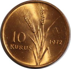 1972 10 Kuruş FAO Saban Kılıçtan Üstündür  (9568)