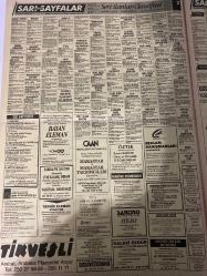 SABAH SARI SAYFALAR DOĞUM GÜNÜ GAZETESİ - 21 HAZİRAN1992 -Bilgitekstil - Ara Dekar - Kale - Pascale The World of Fashion - Polar - Şerten Triko - Empa - Koç Trikolara - Sıçmoğlu Tekstil ve San. A.Ş. - M.C. Company - Duet - Caan Tekstil Sanayi ve Ticaret A.Ş. - ÖzteK - Santino Giyim San. ve Tic. Ltd. Şti. - Galeri Özgür Dayanıklı Tüketim Malları - Tikvesli - Uzunlar Mercedes Ticaret Limited Şirketi - Yorgun Oto - Ytong - Reformdan - Lider Kent - Almila - Modern Mobilya Barocco - General Automaton - Silifke Ticaret - Dusakabin Soylu Ticaret - Anadolu Sigorta - Dost Telefon - Elberk - Berk - Meyer Saat Tamir - İşgus - Özarda Sürücü Kursu - Ulukar Sürücü Kursu - Duru Sürücü Kursu - Cosmopolitan