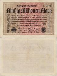 ALMANYA 50 MİLYON MARK 1923 WEİMAR CUMHURİYETİ. ÇİLALTI(-)
