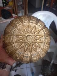 Altınkaplama kesme kristal vazo tekli  Çap 20 cm yükseklik 8.5 cm