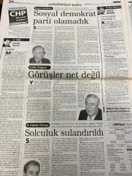 MİLLİYET GAZETESİ DOĞUM GÜNÜ HEDİYESİ - 8 MAYIS 1999 - TAM TAKIM 38 SAYFADIR -Yasemin Congar-Mehmet Çınar-Vural Savaş-Fikret Bila-Taha Akyol-Hakan Şükür-Vedat Danacı-Cengiz Malgir-Yalçın Doğan-Ercan Karakaş-Celal Doğan-H. Fehmi Güneş-Şahin Alpay-Tunca Bengin-Umur Talu-Ara Güler-Aydın Doğan-Doğan Hızlan-Birgit  Yakalama emri-Analar ağlamasın-Feldkamp ders verdi-Sosyal demokrat parti olamadık-Görüşler net değil-Solculuk sulandırıldı-Objektifin gururu  Eski kocasını bulduk ABD polisi Merve’yi arıyor-Teksas şerifleri Kavakçı’nın peşinde-Mahkeme kararı var-Baba: Ailece yalancılar-Teksas imamı-Merve’nin gizlediği evlilik-Başsavcı FP habis ur gibi-Meclis’te başladı Malatya’da sokağa taştı-Tahrikin sonu-Hakan Şükür Anneler Günü’nü kutladı-Babalar Günü ne zaman-Feldkamp ders verdi-Yıldıray alınsın-Şaşırtan iddia-Divan toplanıyor-Sosyal demokrasinin sorunları üzerine Ercan Karakaş Celal Doğan ve H. Fehmi Güneş değerlendirmelerde bulundu-Laiklik ve solculuk tartışıldı-Aydın Doğan Vakfı Görsel San
