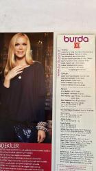 BURDA ELBİSE PATRONLU DERGİ - OCAK 2011 - MEHMET Y. YILMAZ – BERNA ÖZBEN AKIN – Ö. ALEV TEZCANLI – HANNELORE AZRAK – GÜLDEREN PAMİR – SELMA ÖVET BERBER – ERDAL İPEKEŞEN – YEŞİM DENİZEL – MURAT KÖKSAL – ORHAN TAŞKIN – DİDEM KURUCU – SERVET KAVASOĞLU – CEM M. BAŞAR – NIL ERTAN – TUĞBA ALTINBAŞ – YONCA GÖNEN – NEYRAN ÇINAR – DENİZ KÜÇÜKHÜSEYİN – NUSRET KIRIMLIOĞLU – NESLİHAN SADIKOĞLU - 40’LI YILLARDAN GÜNÜMÜZE - ŞİMDİ ÇILGINLIK ZAMANI - SİCACIK VE YUMUŞACIK KIŞ HALİ ŞIKLIĞI - LACİVERT ZAMANI - ELBİSEDEN MONTA - BÜYÜK BEDENLERE OFİS MODASI - DETAYLARDAKİ TRENDLER - ÜTÜYLE YAPIŞTIRILAN BONCUK APLİKELER - KUMAŞ ÇİÇEKLER - TOZLUKLAR - BİRİTLİ İLMEK İLİK YAPILIŞI - EV SÜSLEMELERİ - DERİ METAL ZIMBA KUŞ TÜYÜ AKSESUARLAR - GÜNÜN HER SAATİNE UYUMLU MODELLER - 44-52 BEDENLER İÇİN KLASİK KESİMLER - KOLYENİN YAPILIŞI - GÖZ ALICI BONCUKLAR - ELBİSE 103 - ELBİSE 104 -   92 SAYFA
