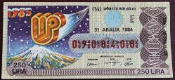 MİLLİ PİYANGO 31 ARALIK 1984 YILBAŞI BİLETİ    (ÇEYREK )  (E)  NOT ..KENARINDA ZIMBA DELIGI VAR