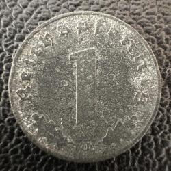 Nazi Almanya 1 Reichspfennig 1940 J. Gamalı Haç Detaylı. Çinko. Doğal Koyu Gri Renk