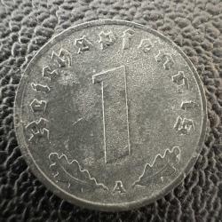 Nazi Almanya 1 Reichspfennig 1943 A. Gamalı Haç Detaylı. Çinko. Doğal Koyu Gri Renk