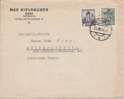 1936 AVUSTURYA GELENEKSEL KIYAFETLER 2 ÇEŞİT PULLU, ALMANYA'YA GÖNDERİLMİŞ ANTETLİ ZARF