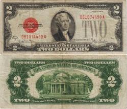 AMERİKA BİRLEŞİK DEVLETLERİ 2 DOLAR 1928 G KIRMIZI MÜHÜR. ÇOK TEMİZ(-)