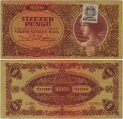 MACARİSTAN 10.000 PENGÖ 1945. PULLU. ÇOK ÇOK TEMİZ KONDİSYON.