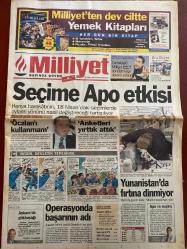 MİLLİYET GAZETESİ DOĞUM GÜNÜ HEDİYESİ - 20 ŞUBAT 1999  - TAM TAKIM 32 SAYFADIR -Güneri Cıvaoğlu-Hasan Cemal-Zeki Çöl-Ömer Üründül-Gürcan Bilgiç-Vedat Vatansever-Bilal Meşe-Erhan Telli-Ayşe Yüksel-Turhan Dökmeci-Abdullah Doğan-Ayşın Yurdakul-Yılmaz Erdoğan-Demet Akbağ-Zerrin Sümer-Sümer Tilmaç-Salih Kalyon-Bican Günalan-Şafak Sezer-Cem Karakaya-Ercan Yazgan-Yalçın Menteş-Nurhan Damcıoğlu-Orhan Aydın-Süheyl Uygur-Behiye Uygur-Nurdan Karagöz-Selami Genli-Dinçer Sümer-Osman Şahbudak-Güzin Usta-Tamer Karadağlı-Ayla Algan-Settar Tanrıöğen-Murat Karasu-Uğur Arslanoğlu-Yücel Erten-Leslie Nielsen-Julia Roberts-Susan Sarandon-Ed Harris-Tom Hanks-Meg Ryan-Will Smith-Gene Hackman-Jeff Strudahl Seçime Apo etkisi-‘Öcalan’ı kullanmam’-‘Anketleri yırttık attık’-Bedri devletin tepesinde-Yunanistan’da fırtına dinmiyor-Operasyonda başarının adı-Fener ağır yaralı-Metin sezonu kapadı-İşimin başındayım-Kar Kartal’ı vurdu-Kongreden sonra istifa-Olimpiyat için PKK alarmı-Cim-Bom Timi-Propagandaya son Propagan