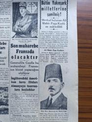 Cumhuriyet Gazetesi - 5 Temmuz 1942 - Tıpkıbasım - İki Harp metodunun istikametleri Cumhuriyet Başmakale - şark cephesinden fotoğraflar - büyük taarruz'a geçen Alman motorlu Kuvvetleri Ukrayna'da büyük köprüyü geçiyorlar fotoğraf - Alman harp tebliği Kursk cephesinde düşman mağlup edilmiştir - Erzurum'da bir günde iki büyük tören - Atatürk'ün teşrifinin 23. Aziziye kahramanlığının 65. yıldönümü kutlandı Fotoğrafı - seri kuvvetler Don nehri istikametinde ilerlemeye devam ediyorlar - askeri vaziyet Kursk kesiminde büyük Mihver yarma hareketi yazan Emekli General H. Emir Erkilet Yazı Dizisi - şark cephesinde yeni Alman taarruzu ile muhtemel inkişaf istikametlerini gösterir harita - mihver'e göre Afrika harekatı mücadele inatla devam etmektedir - başvekil Refik Saydam'ın İstanbul'daki çalışmaları - İngilizlere göre Afrika harekatı El Alemeynde İngilizlerin taarruzları - General De Gaulle son muharebeyi Fransa'da bizzat yapacağını söylüyor -  Ülker fırtınası yazan Safiye Erol yazı dizisi