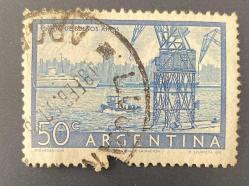 Arjantin Pulu - Argentına Stamp - Postadan Geçmiş Pul Filateli - Damgalı -  Buenos Aires limanı Temalı Pul, 50 PARA - YABANCI PULLAR -  NOSTALJİK DOĞUM GÜNÜ HEDİYESİ
