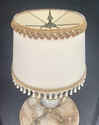 Bronz ayaklı, kristal gövdeli, şapkalı lambader. 19 Y.y. Şapka dahil Y:65 cm.