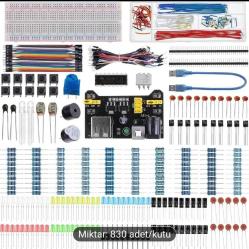 Arduino uyumlu Elektronik Başlangıç Kiti (830 bileşenli Tam Set)
